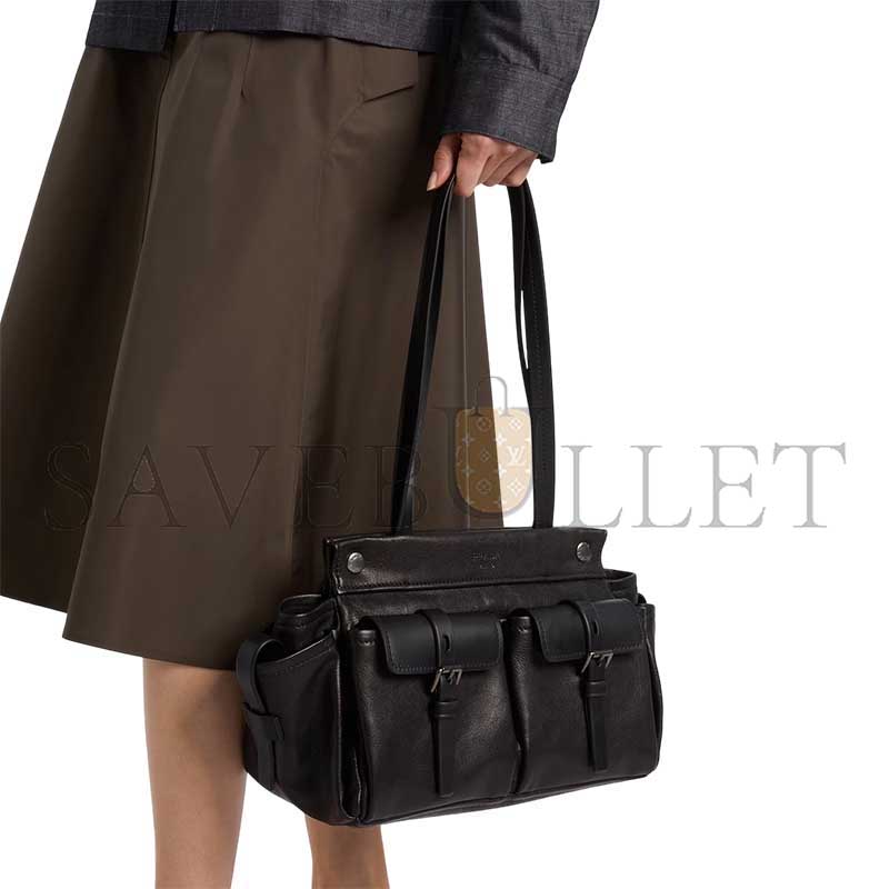 PRADA ROUTE LEATHER TOTE BAG (39*21*15cm)